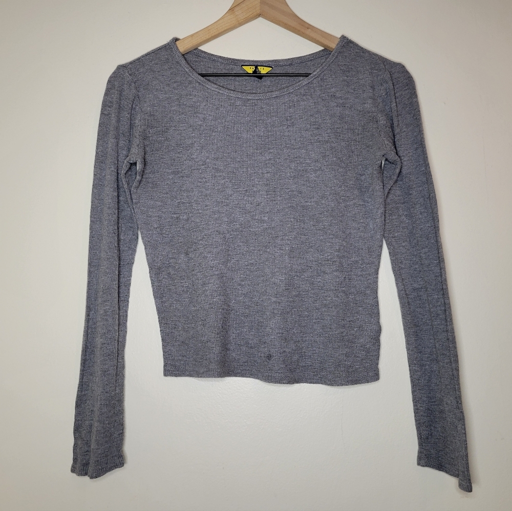 prince & fox classic ribbed grey long sleeve tee, sz m